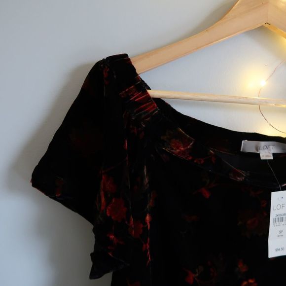 NWT Loft Petites Off the Shoulder Velvet Top - Picture 3 of 7